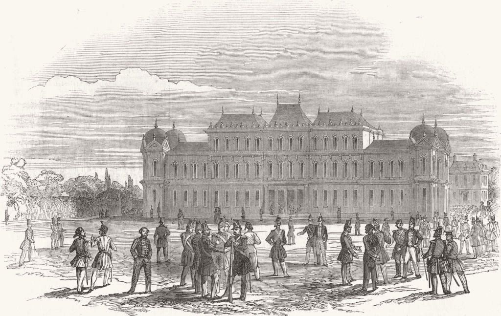AUSTRIA. Insurrection, Vienna. Troops, Belvedere 1848 old antique print
